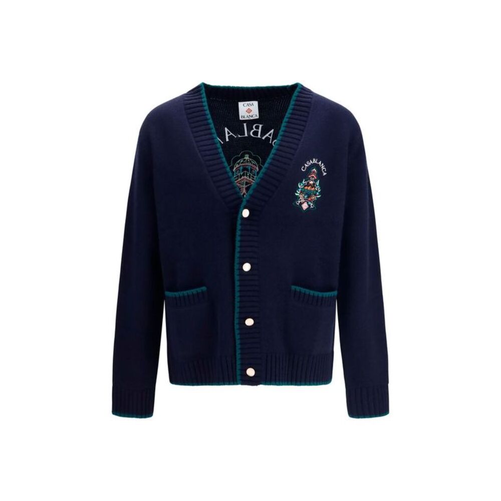 Casablanca Blue Wool Oves Aries Men's Cardigan